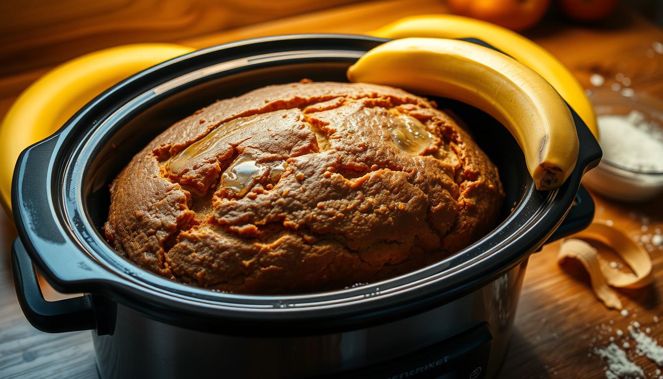 Banana bread in the crockpot with oil