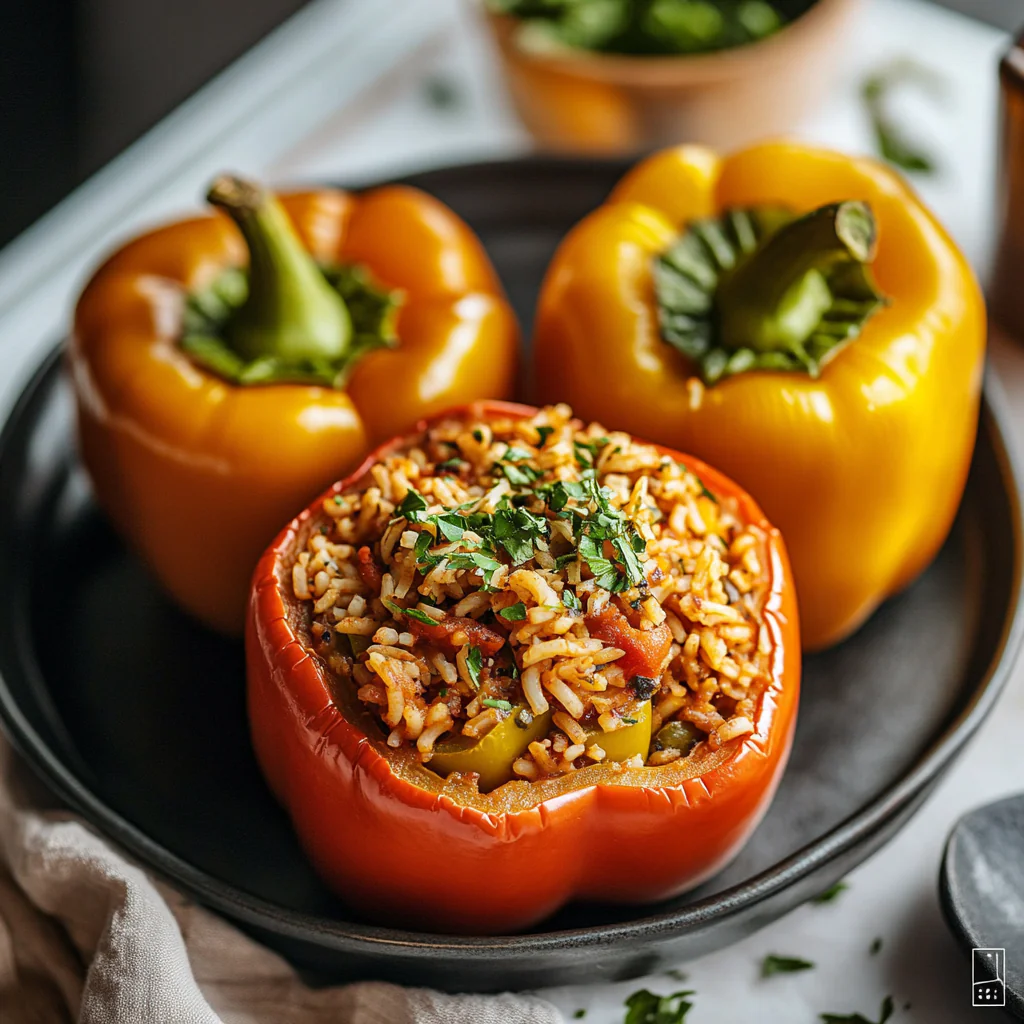 Vegetarian Stuffed Bell Peppers with Rice