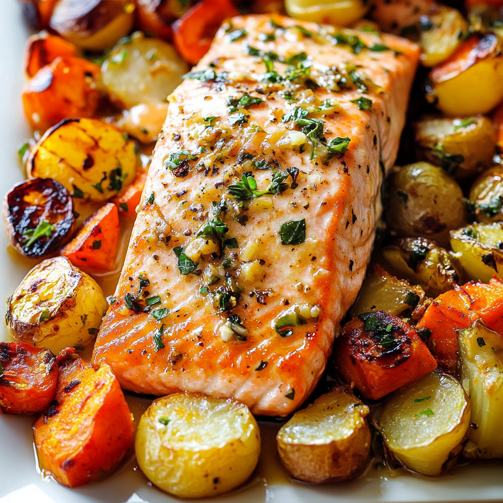 Garlic Butter Salmon & Roasted Veggies