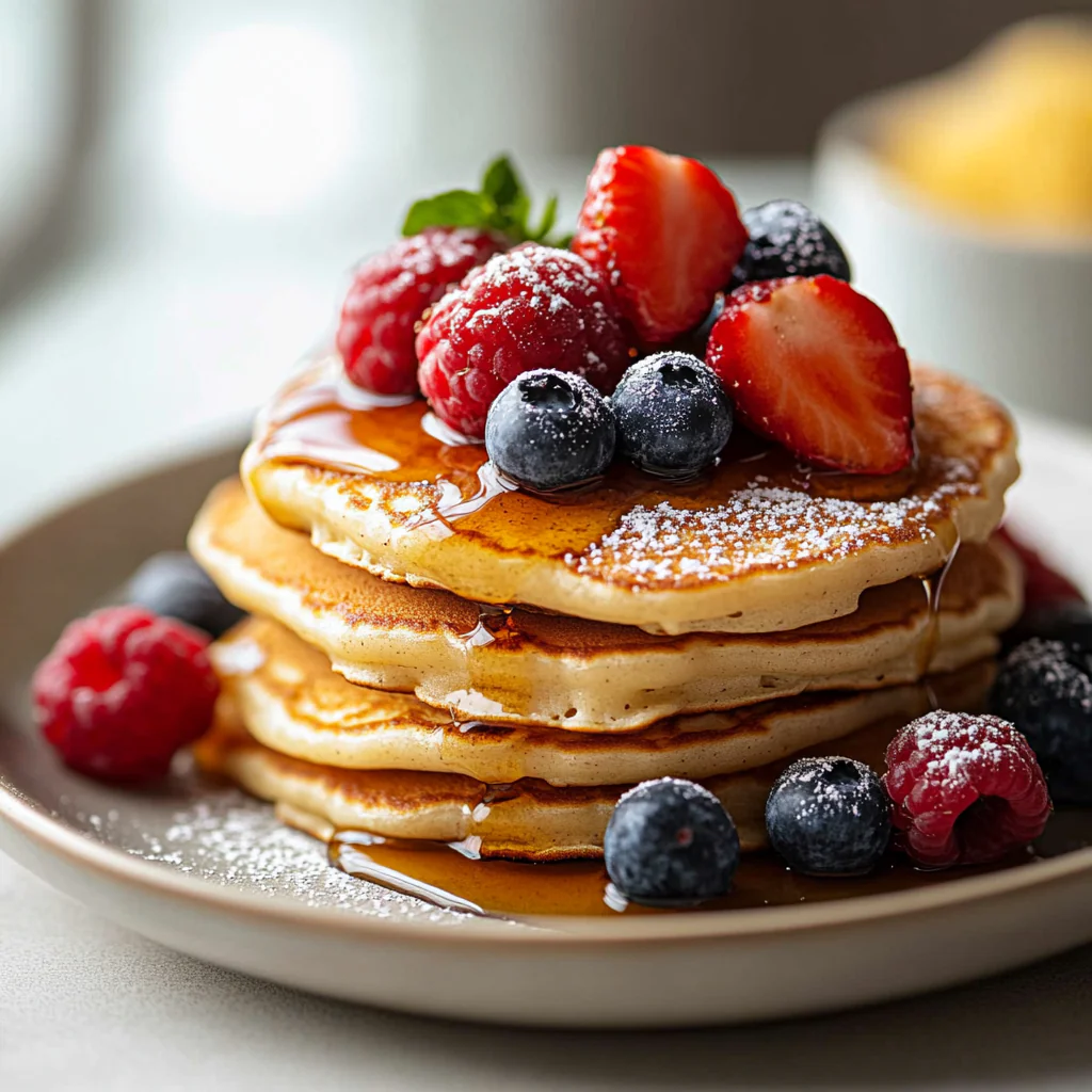 Fluffy Pancakes on a Plate