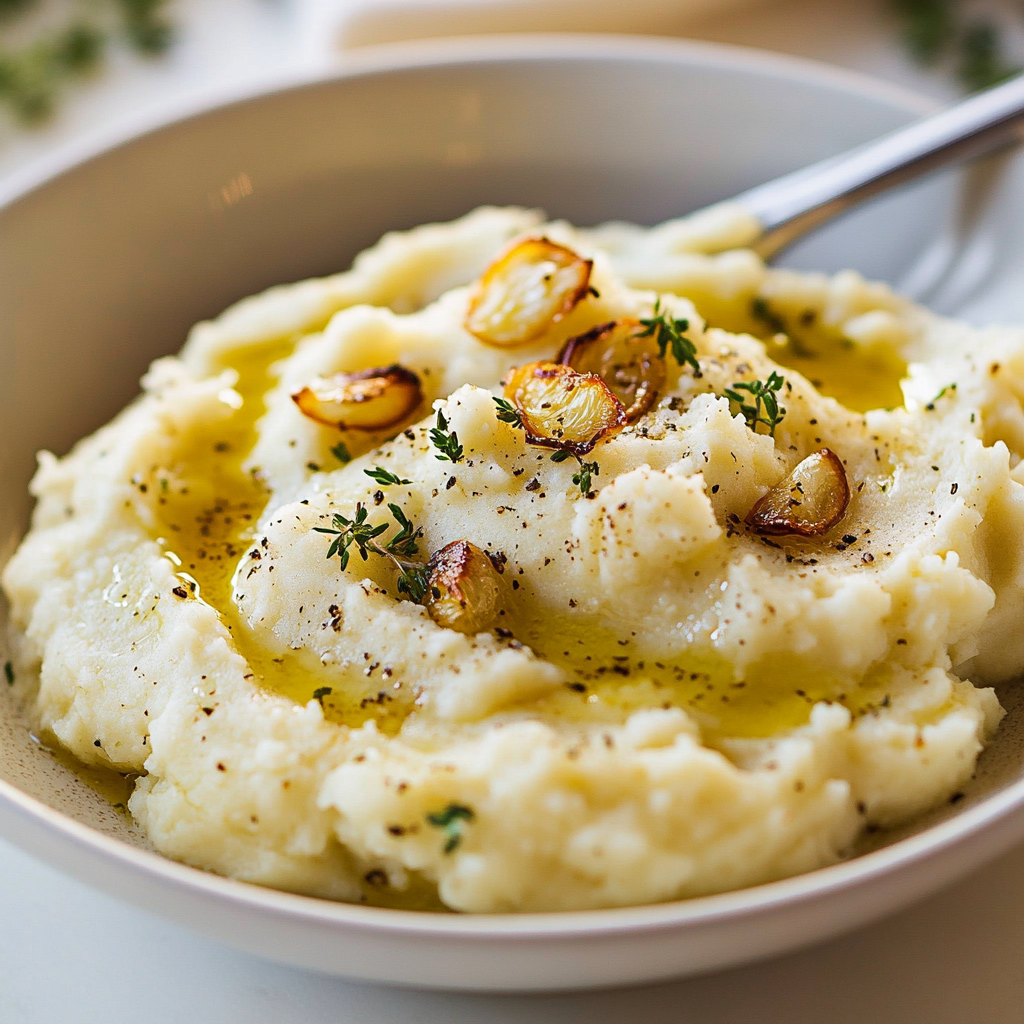 Roasted Garlic Mashed Cauliflower Dish