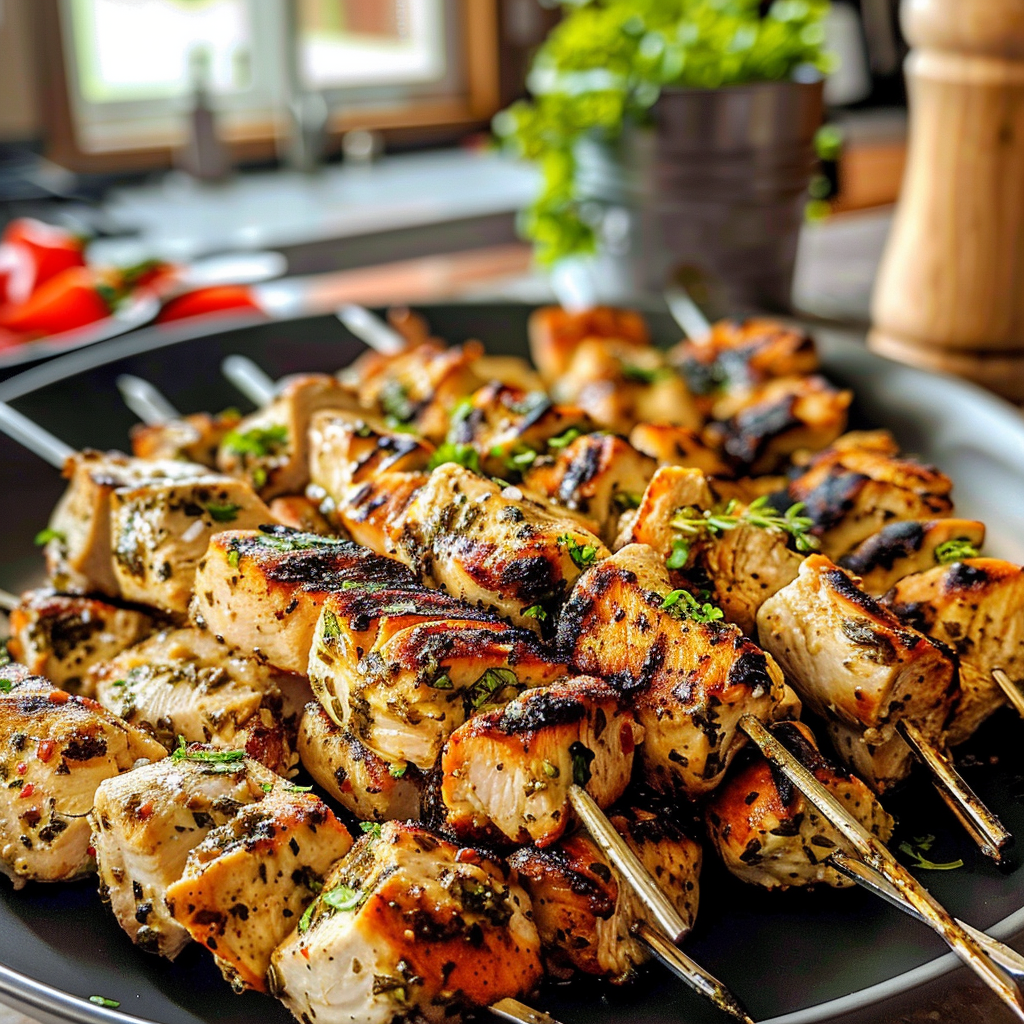 Greek Chicken Souvlaki Dish