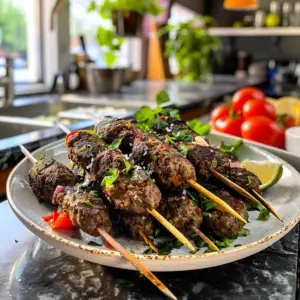 Beef Kofta Kebabs on Skewers