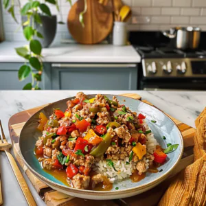 Ground Turkey and Peppers Dish