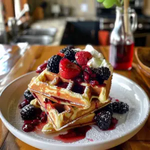 Protein Waffles with Berry Compote