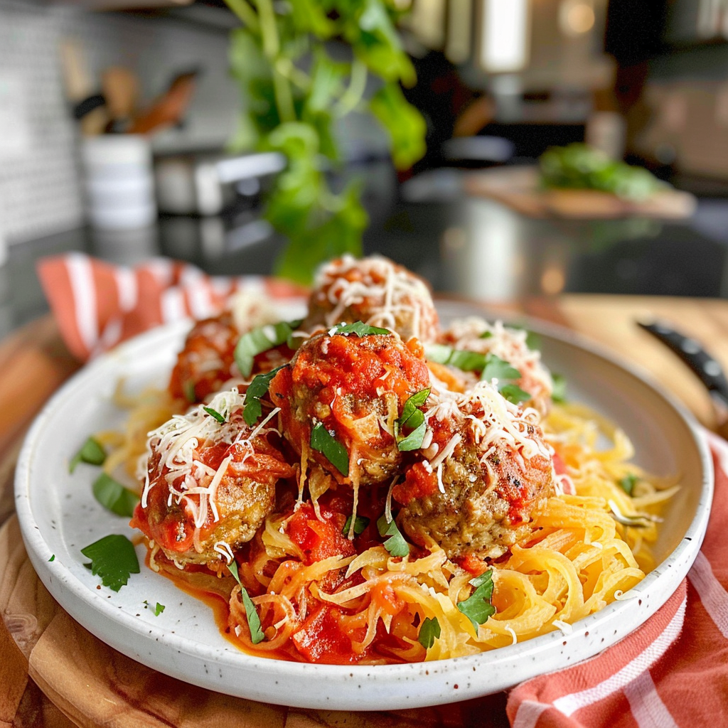 Spaghetti Squash with Turkey Meatballs