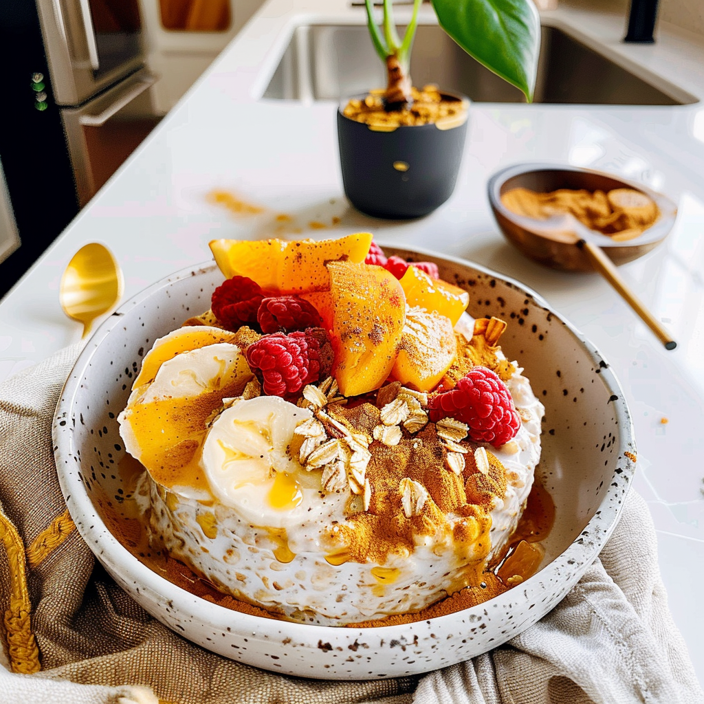 Golden Milk Overnight Oats Bowl
