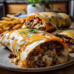 Cheesy Beef Burritos with Fries