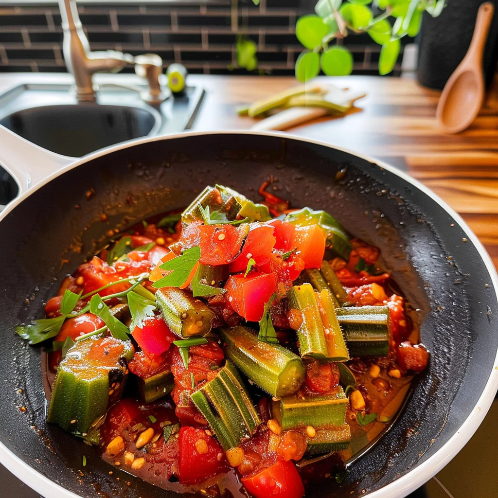 Southern Okra and Tomatoes Dish