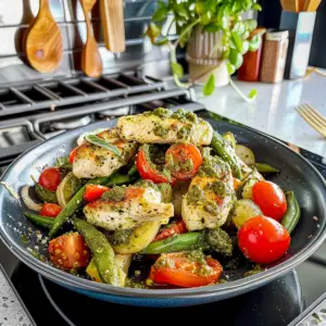 Pesto Chicken and Veggies Dish