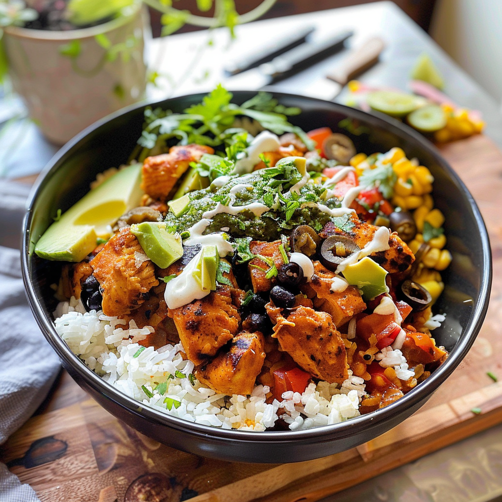 Chipotle Chicken Bowls Plated