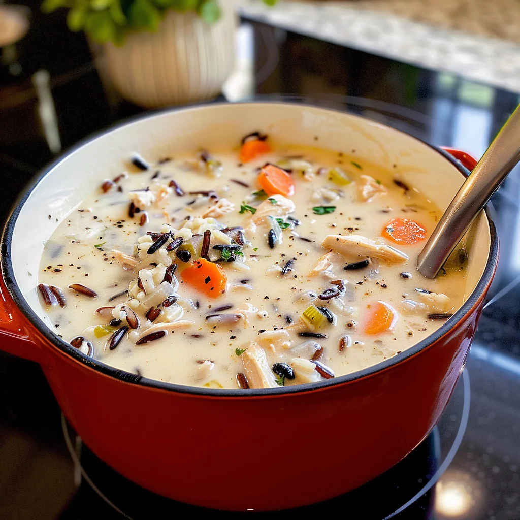 Creamy Chicken Wild Rice Soup in a Bowl