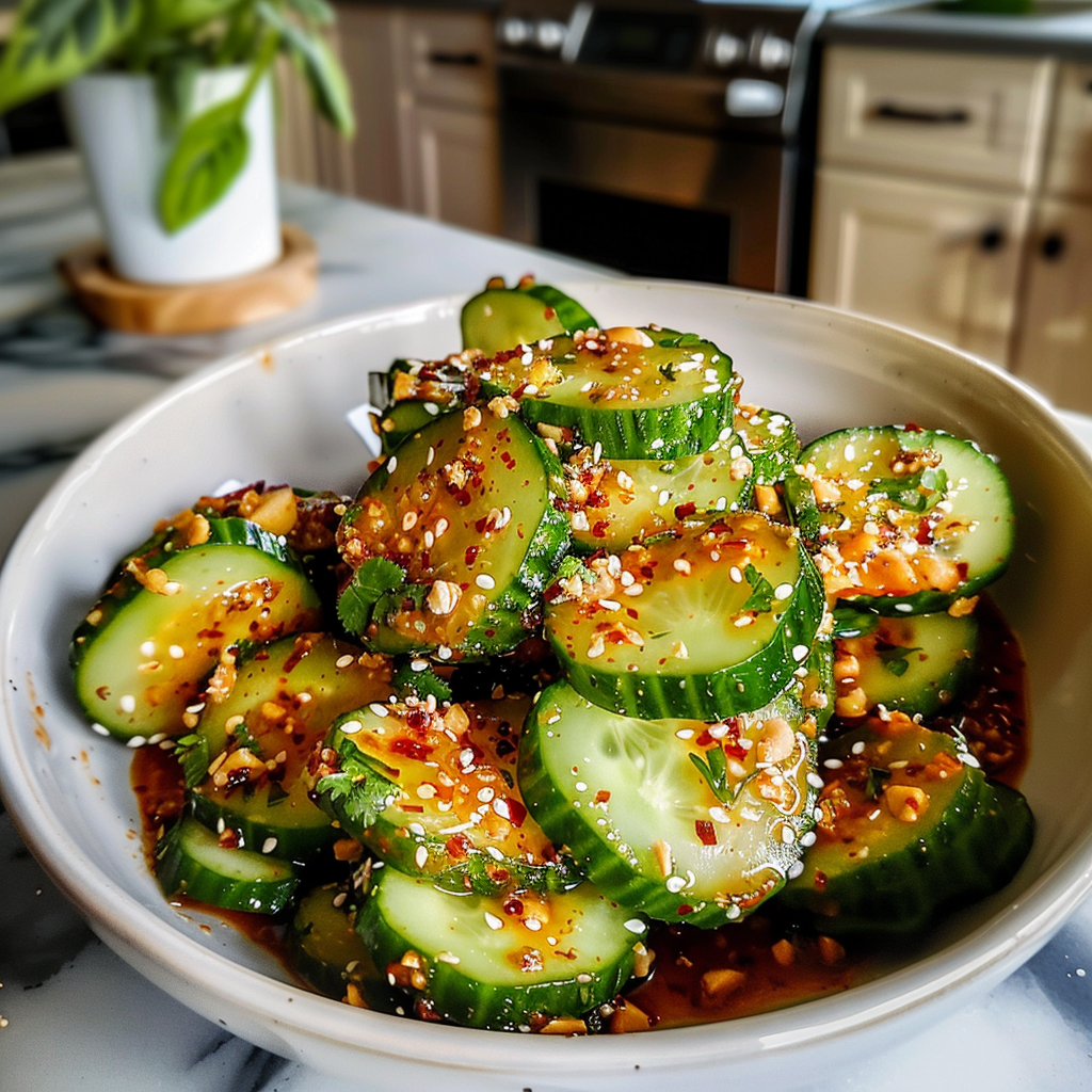 Cucumbers in Spicy Peanut Sauce