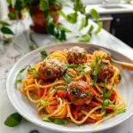 Spaghetti and Meatballs on a Plate