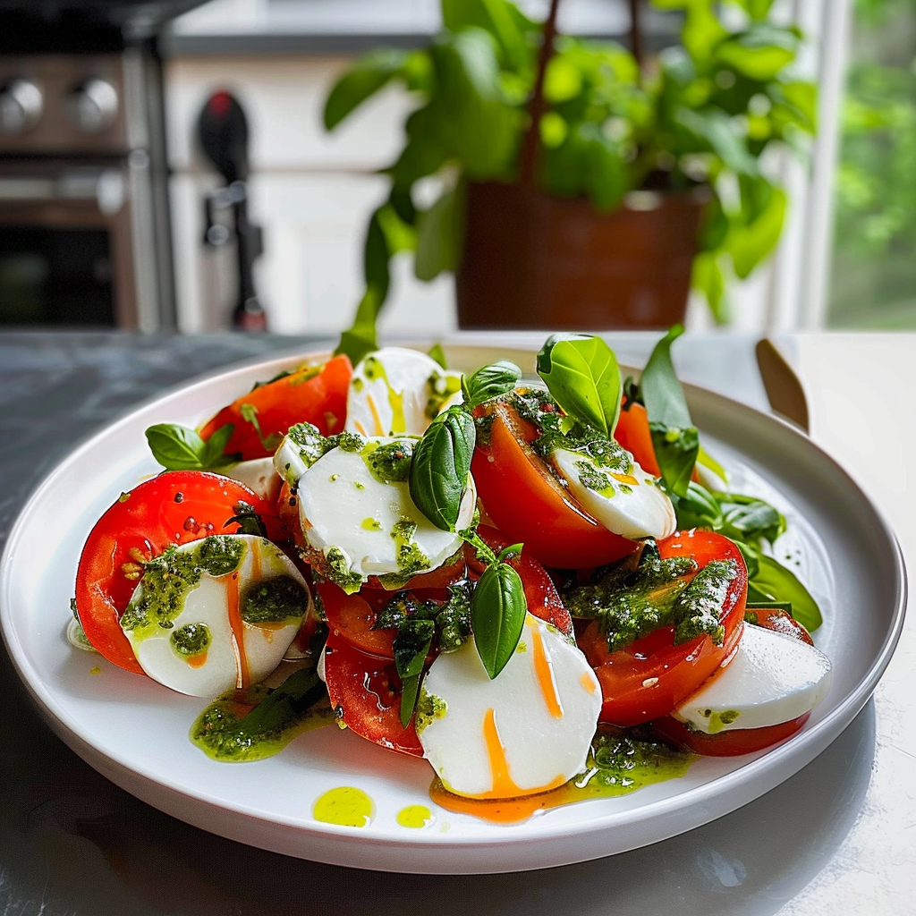 Tomato Mozzarella Pesto Salad