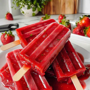 Strawberry Basil Popsicles
