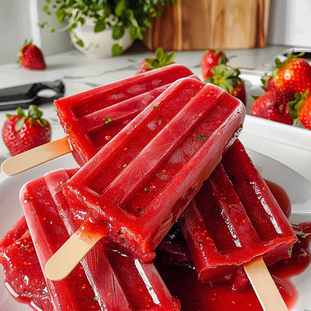 Strawberry Basil Popsicles