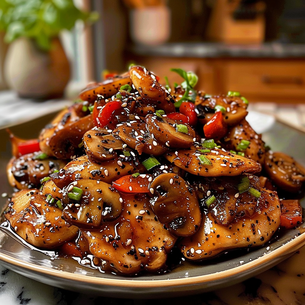 Black Pepper Chicken with Mushrooms