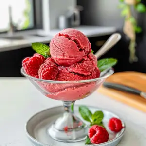 Fresh Raspberry Sorbet Dessert
