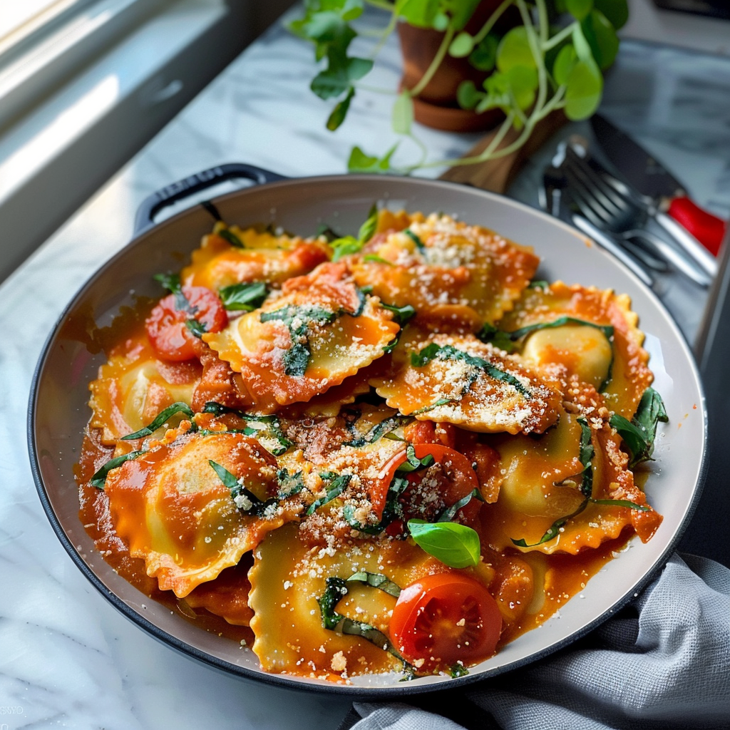 Creamy Tomato Ravioli Dish