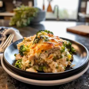 Cheesy Chicken Broccoli Rice Casserole