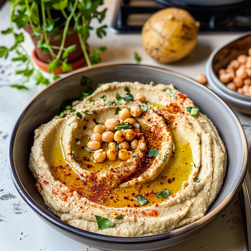 Homemade Hummus in a Bowl