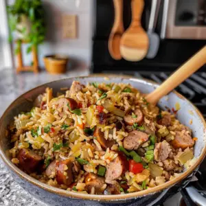 Dirty Rice with Sausage Dish
