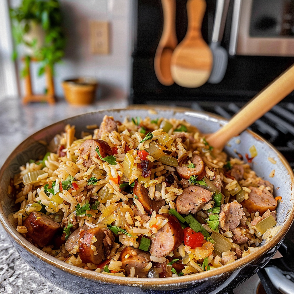 Dirty Rice with Sausage Dish