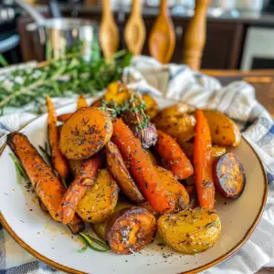 Roasted Carrots and Potatoes Dish