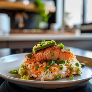 Crispy Rice with Spicy Salmon Dish