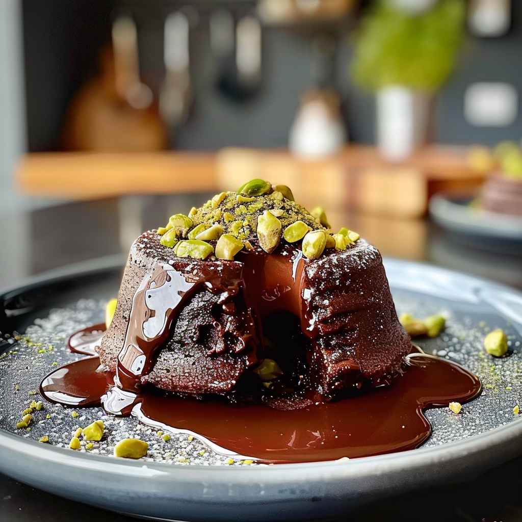 Pistachio Chocolate Lava Cakes