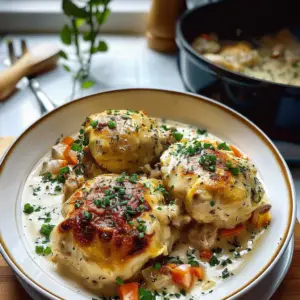 Chicken and Dumplings in a Bowl