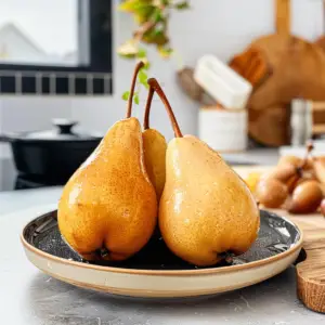 Poached Pears on a Plate