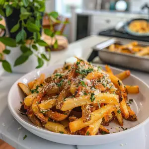 Garlic Parmesan Fries - Deliciously Crispy