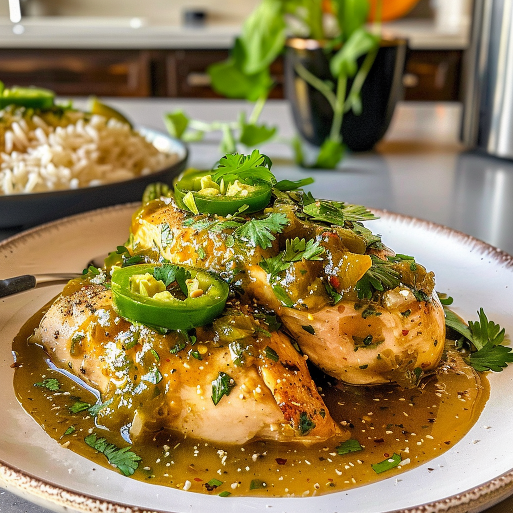 Salsa Verde Chicken on a Plate