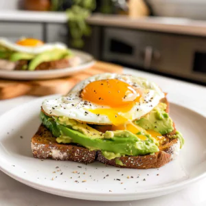 Avocado Toast with Egg on Plate