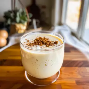 Homemade Eggnog in a Festive Glass