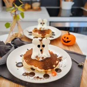 Halloween Cocoa Ghost Pancakes