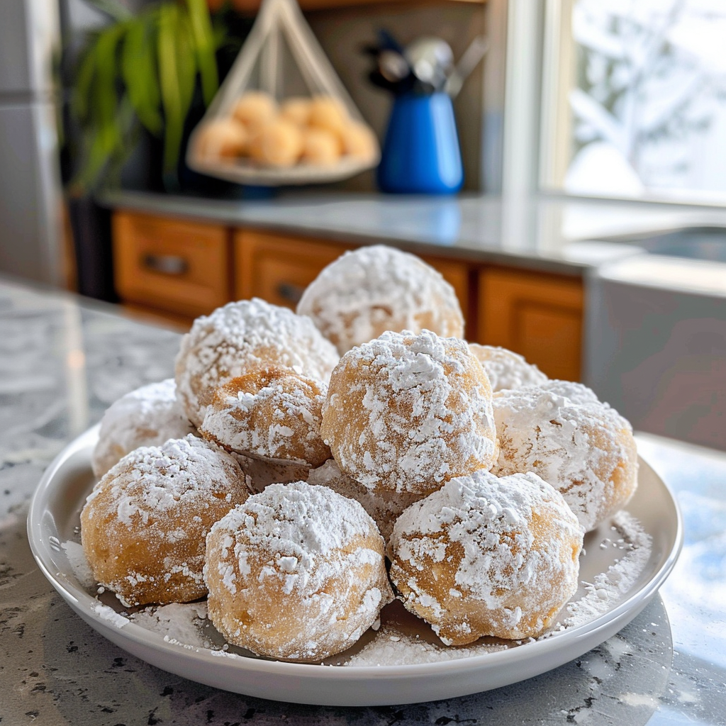 Snowball Cookies on a White Plate