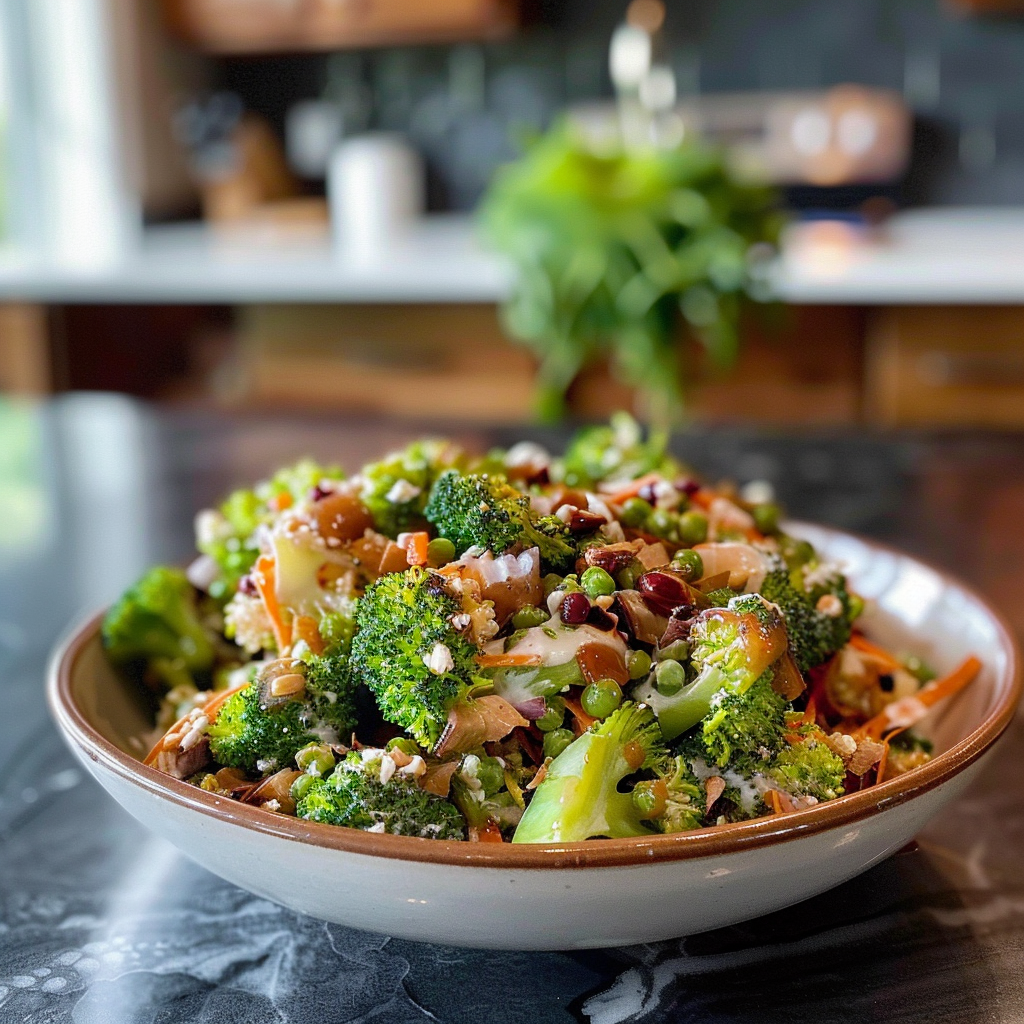 Fresh Broccoli Salad with Nuts and Cranberries