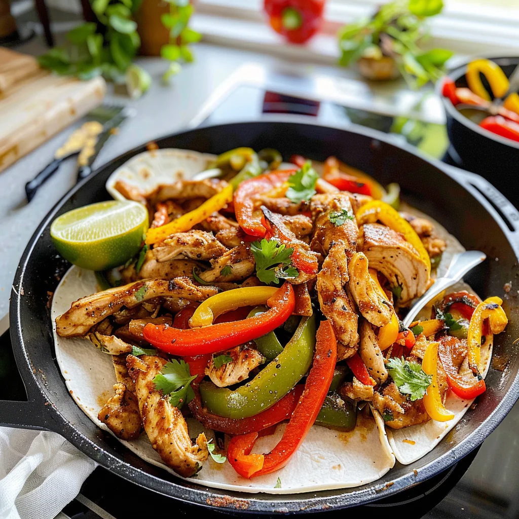 Colorful Chicken Fajitas Ready to Serve